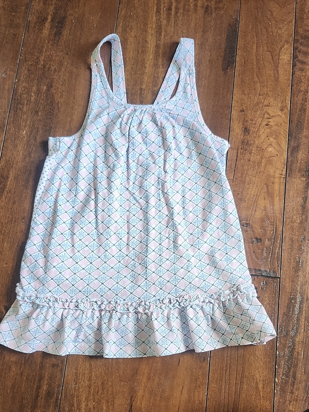3/$15! Savannah 4/5 Girls' Pink Geometric Ruffle Hem Tank Top
